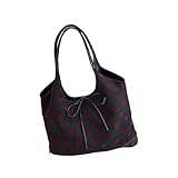 3. Elegante bolso de mano de almohada, correa ajustable, compacto pero espacioso, bolsillos de acceso rápido para mujer, práctico bolso de hombro para mujer, negro/rojo, Small