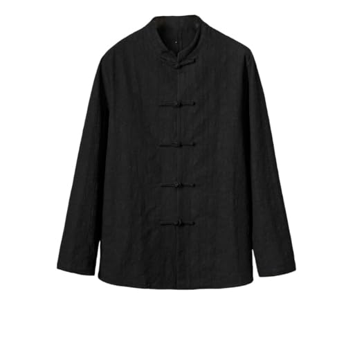 Chemise homme manches longues coton lin style chinois rétro vêtement ample loisirs respirant