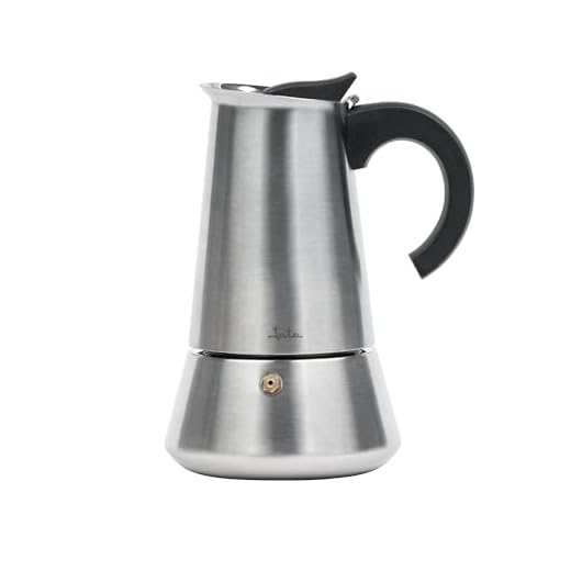 Jata CAX104 - Cafetera Italiana Inducción, Capacidad 4 Tazas, Apta para Todo Tipo de Cocinas, Cuerpo Acero Inoxidable