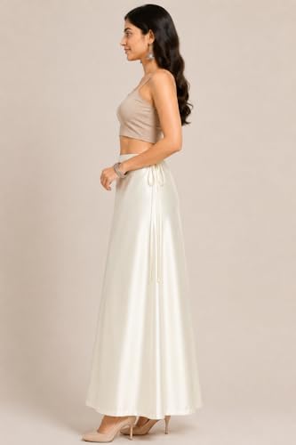 Image of OFEEFAN Women's Satin Saree Petticoat, Soft Satin Saree Underskirt, Free Size with Adjustable Drawstring