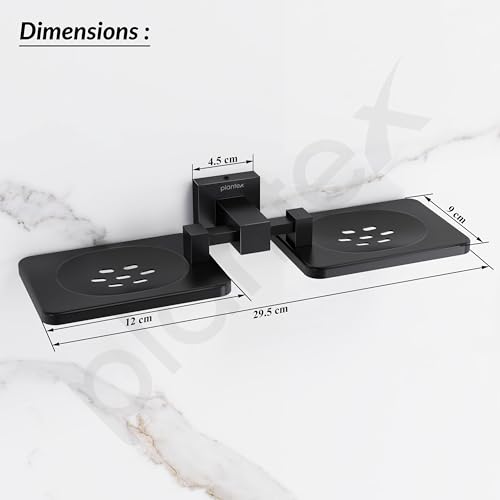 Image of Plantex 304 Grade Stainless Steel Double Soap Holder Stand for Bathroom and Wash Basin /Bathroom Accessories - Splash (Black)
