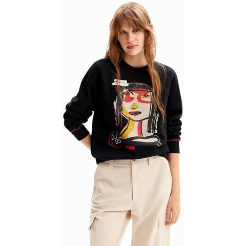 Desigual Women's Black Glitter Sweater Cover