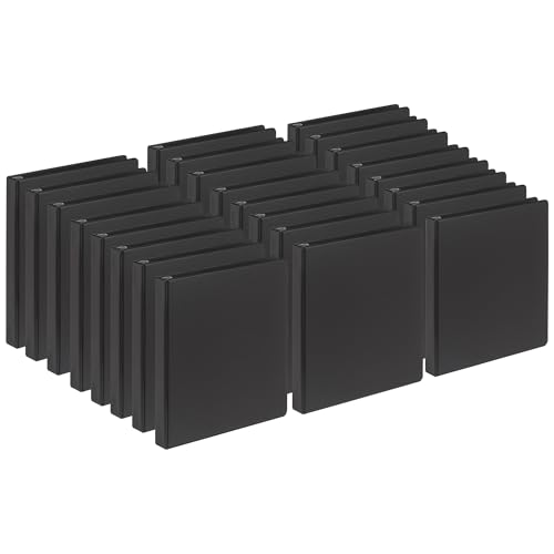 Samsill 1 Inch Document Storage Binder, Made in USA, FSC 100% Recycled Chipboard, Round Ring, 3 Ring Binder, 24 Pack, Black