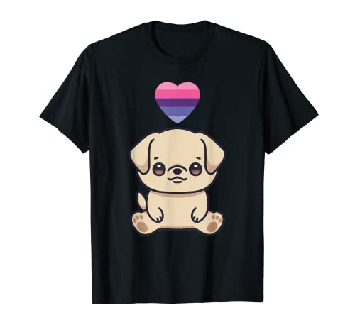 Omnisexual Labrador Dog LGBTQ Pride Flag Anime Kawaii Cuore Maglietta