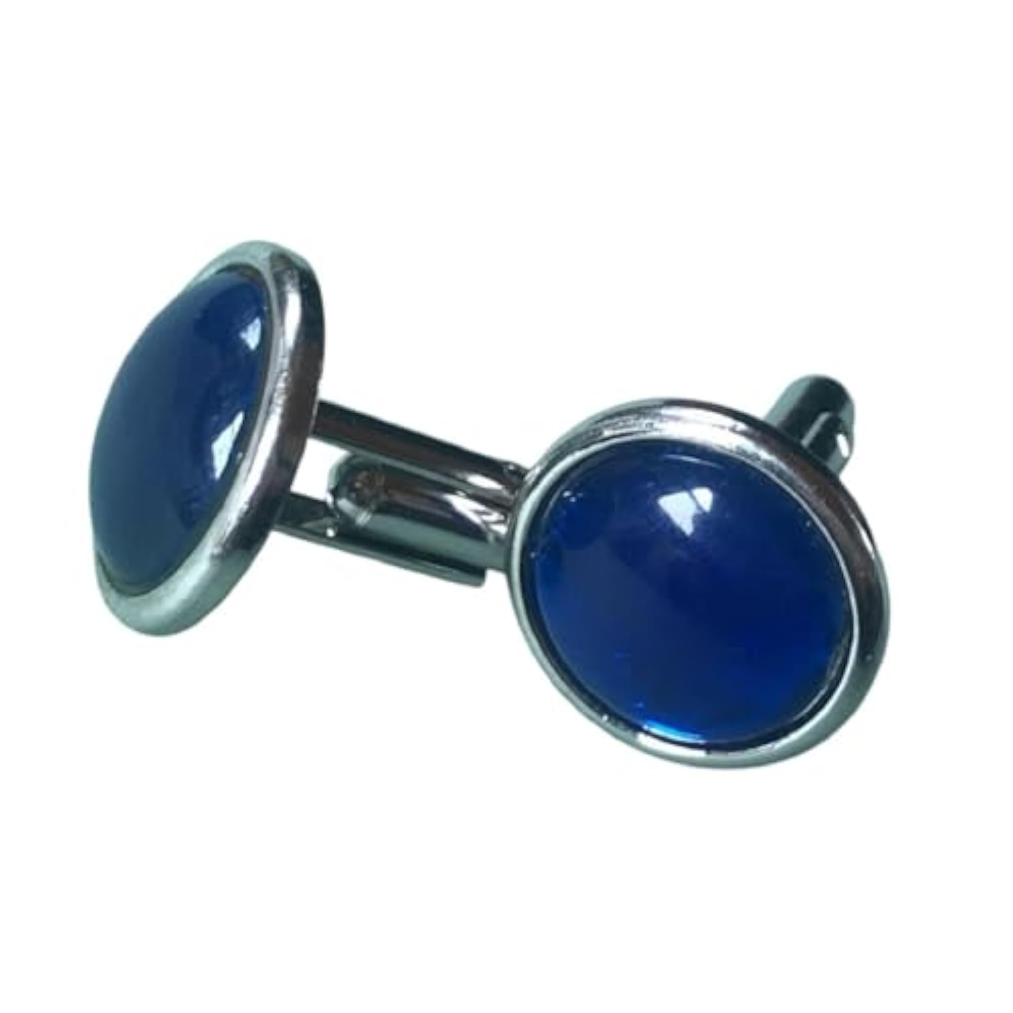 Men's Navy Blue Brass Cufflinks, Stylish Formal Accessory