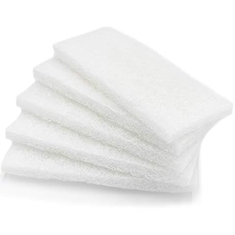 Cleaning Scrubbing Pads 5 Pack, Large Non Abrasive White 10 inch by 4 1/2 Inch Multi Purpose Glass Shower Scouring Sponges, Fits Universal Holders Cover