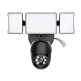 Olafus Floodlight Camera Outdoor，5500LM Motion Sensor Light with Camera，2K HD Home Security Light Wired，Color Night Vision，Two-Way Audio，7/24 Record，Works with Alexa/Google (Black)