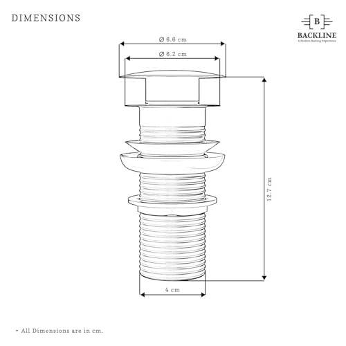 Image of Backline Brass 5-Inch Pop up Waste Coupling for Wash Basin | 32 MM Drain Out let System Full Thread Waste Coupling For Basin (Black Matt)