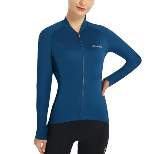 Santic Maillot Ciclismo Mujer Manga Larga Maillot Bicicleta Montaña Camiseta Ciclismo con Bolsillos