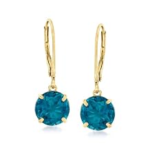 Ross-Simons 5.00 ct. t.w. London Blue Topaz Drop Earrings in 14kt Yellow Gold
