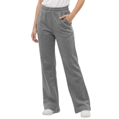 Image of WELAKEN Girls Sweatpants for Casual & Athletic - Kids Flared Pants Bell-Bottom Trousers with Pockets