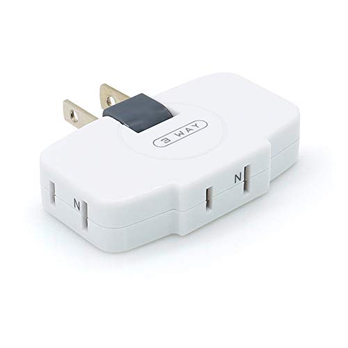 SYCON 3 Way Wall Outlet Extender AC Adapter, 2-Prong Swivel Mini Indoor Wall Tap Power Outlet Extender Plug, White