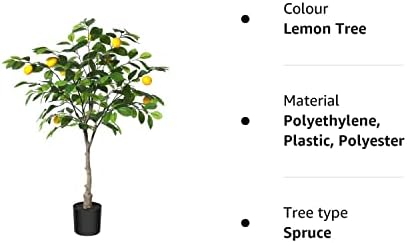 Kazeila Artificial Lemon Tree Plant 90cm Fake Plants Tree Faux Tall Plant for Indoor Outdoor Decoration Home Living Room