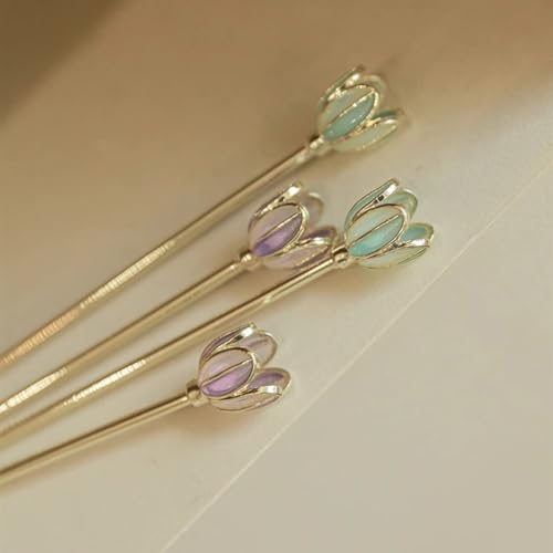XINGNIAO Flower Hair Pins Metal Hairpin Tulip Blossom Hair Stick for Women and Girls, 1 Piece Color2 - Image 3