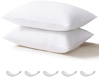 Adam Home Luxury White Duck Feather and Down Pillows (Pack of 2, Standard Size) - Extra Soft Filling Filled in 100% Cotton Cover Store Hotel Quality Comfortable Bed Pillow