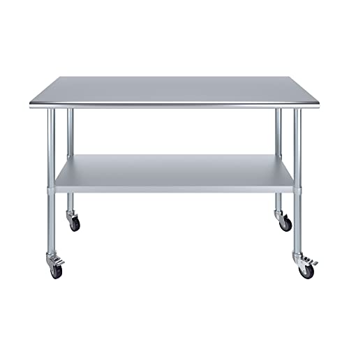 Image of AmGood 60 inch Long x 24 inch Deep Stainless Steel Table with Casters
