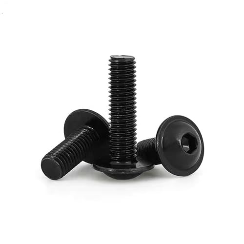Image of By inchVP INDUSTRIES inch (Pcs-25) M6x12 mm Allen Button Flange Head Cap Screw Black Zinc Plated High Tensile | Round Head Screw for Modular Furniture, Wooden Work, Electrical Fittings, DIY & Industrial Use