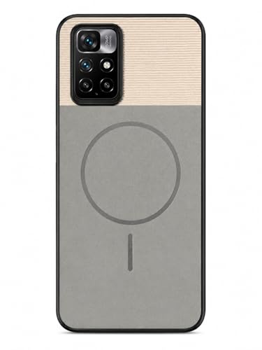 Image of Bintage Dual-Leather Mac Safe Design Phone Case| Soft Touch Finish | Full Camera Protectection Back Cover Compatible for MI Redmi 10Prime 4G - White & Matelic Grey