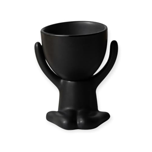 Blumentopf Figur Mensch – Lustiger Übertopf mit Gesicht & Armen – Sukkulenten Pflanzgefäß – Deko für Wohnzimmer, Büro, Badezimmer, Garten und Balkon – Geschenkidee für Pflanzenfreunde (Schwarz-A) Blumentopf Figur Mensch – Lustiger Übertopf mit Gesicht & Armen – Sukkulenten Pflanzgefäß – Deko für Wohnzimmer, Büro, Badezimmer, Garten und Balkon – Geschenkidee für Pflanzenfreunde (Schwarz-A)