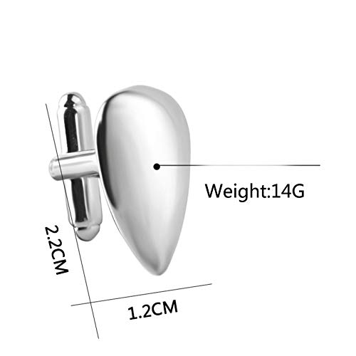 Mancuernillas KnBoB para hombre en forma de lágrima plateadas miniatura 2