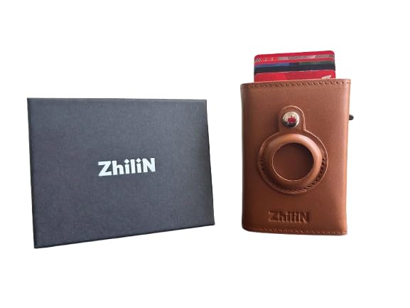 ZhiliN Iron & Leather Card Holder with AirTag Pocket4