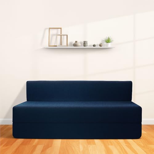 Image of CELLBELL Comfy Sofa Cum Bed 5x6 Feet | Foldable Dual Use Couch Bed with Soft Cushions, Washable Fabric Cover & Sturdy Frame | Space Saving Modern Design for Living Room, Bedroom Guest Use (Navy Blue)