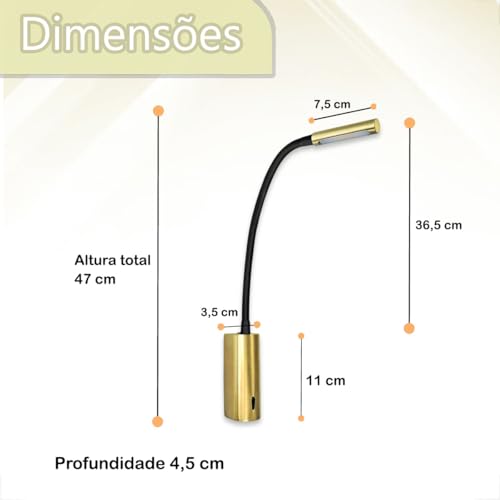 Arandela Leitura Com Led Interruptor Direcionável 3w Bet66