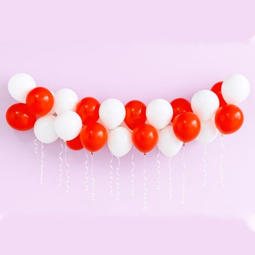 Image of Rozi Decoration Party Balloons Metallic HD for Birthday /Anniversary - Red and White- Pack of 100 Piece