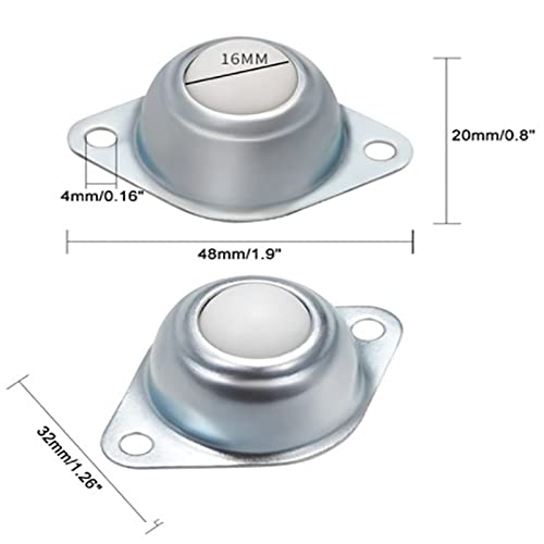 8 Pezzi Ruote A Sfera Per Trasferimento - Unitá Con Cuscinetti, Carico 10-15kg Cadauna, Argento - Foto 9