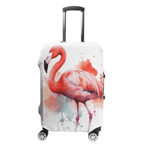 Watercolor Flamingo Luggage Cover, Washable Elastic Suitcase Cover Protector Fit 18-32 Inch Luggage