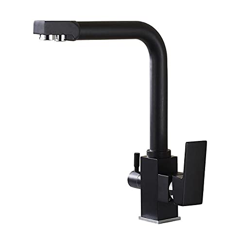 Robinet évier de cuisine 3 voies noir pour eau filtrée et vaisselle