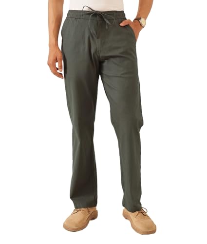 Image of Majestic Man Men's Premium Linen Blend Pants | Lightweight Fabric | Elastic Waist with Drawstring | Regular Fit | Side, Back Pockets | Perfect for Casual, Holidays & Travel