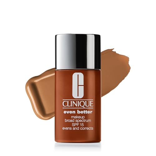 Clinique Even Better Makeup Liquid Foundation SPF 15 With Vitamin C For Dry + Oily Combination Skin Types | Medium Coverage + Natural Finish | Evens Skin Tone + Reduces Dark Spots, Spice, 1 Fl Oz