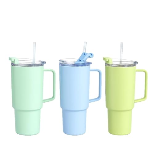 Image of 1800ML Large Capacity Plastic Tumbler with Handle & Straw, BPA Free Reusable Water Cup, Leakproof Lid, Hot & Cold Drink Travel Mug for Office, Gym, Travel, Home, Multicolor