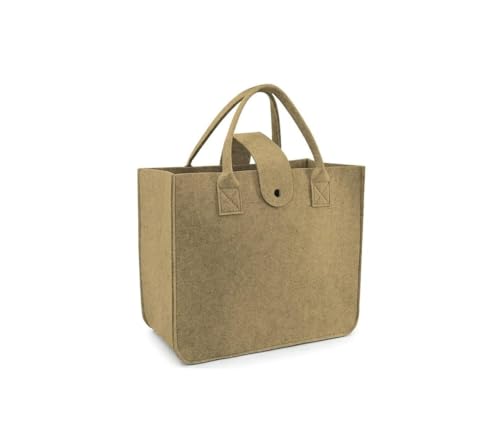 Image of Felt Fabric Reusable Shopping Bag with Handle & Button Closure for Grocery, School, Beach, Travel, Study, Gym, Gifts | Size - 30x34.5x17.8cm