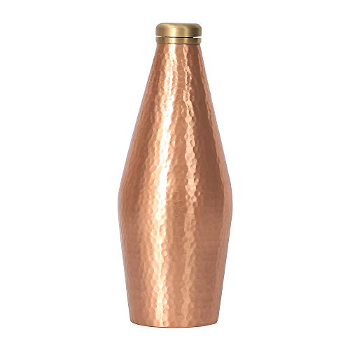De Kulture Copper Bottle With Brass Nob Pure Hand Hammered 750ml (Brown)