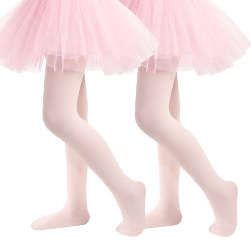 Image of 2 Pack Girls Tights Dance Tights Ballet Girls School uniform Footed Leggings Stockings for Kids 1-13 Years