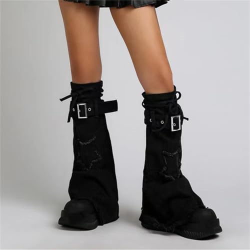 Image of HeiBai Xiong Punk Leg Warmers Women Hippie Gothic Y2k Harajuku Goth