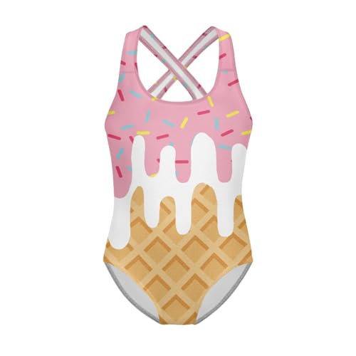 Girls One Piece Swimsuit Cross Back Straps Bathing Suit Sleeveless Beach Swimwear with UPF 50 + Sun Protection