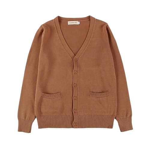 Image of jinghuiyue Women's Cardigan School Uniform Sweater V Neck Button Down Knit Cardigans Coat with Pockets