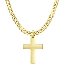 Qlaway Cross Necklace for Men - 925 Silver Filled Stainless Steel Religious Pendant Necklace