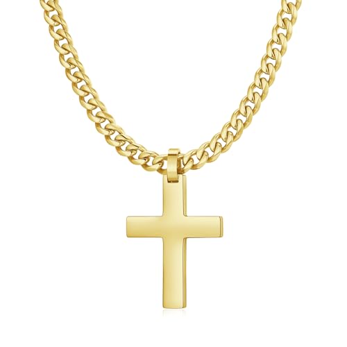 Image of Qlaway Cross Necklace for Men - 925 Silver Filled Stainless Steel Religious Pendant Necklace
