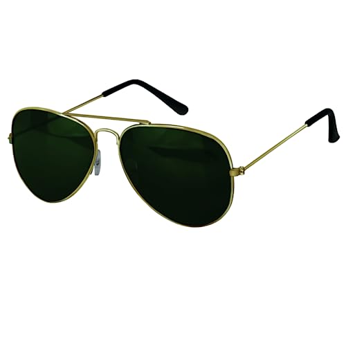 Image of Silver Kartz Men's Women's Unisex Non Polarized UV Protected Green Metal Aviator Sunglass
