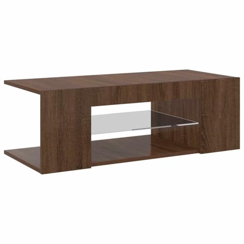 vidaXL Meuble TV avec lumières LED Chêne Marron 90x39x30 cm