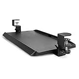 Kantek Clamp On Under Desk Ergonomic Computer Keyboard Tray Holder, Adjustable Tray Slides Out With Tilt Control, Easy Mounting, 20' X 11.5', Black