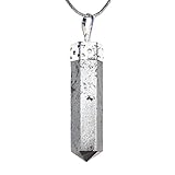immagine prodotto Zenergy Gems Pendenti a forma di matita in ematite naturale sfaccettata a mano, con selenite e cristallo di ricarica a forma di cuore in selenite [incluso], Large, Gemma, Ematite