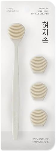 DEARCUS Tongue Scraper for Adults & Kids, 3 Replaceable Heads (White)
