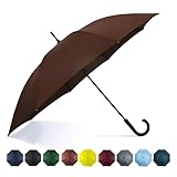 SoulRain Paraguas de viaje grande resistente al viento, 50 pulgadas, apertura automática, mango en J, paraguas para hombres y mujeres, irrompible y fuerte, Brown, 50"/127 cm, Clásico