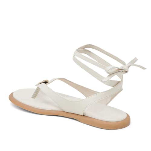 Image of Flat Sandals for Women Strappy Sandals Comfortable Dressy Beach Flip Flop Slides Thong Sandals for Women with Metal Circular