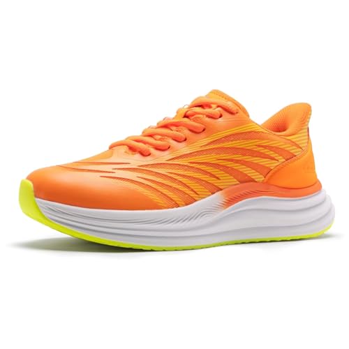 Women's Orthopedic Walking Shoes: Comfort Plantar Fasciitis Heel Spur Pain Relief Arch Support Tennis Running Shoes, Achilles Tendonitis Slip On/Off Shopping Gowalk Trail Sneakers Orange Size 7